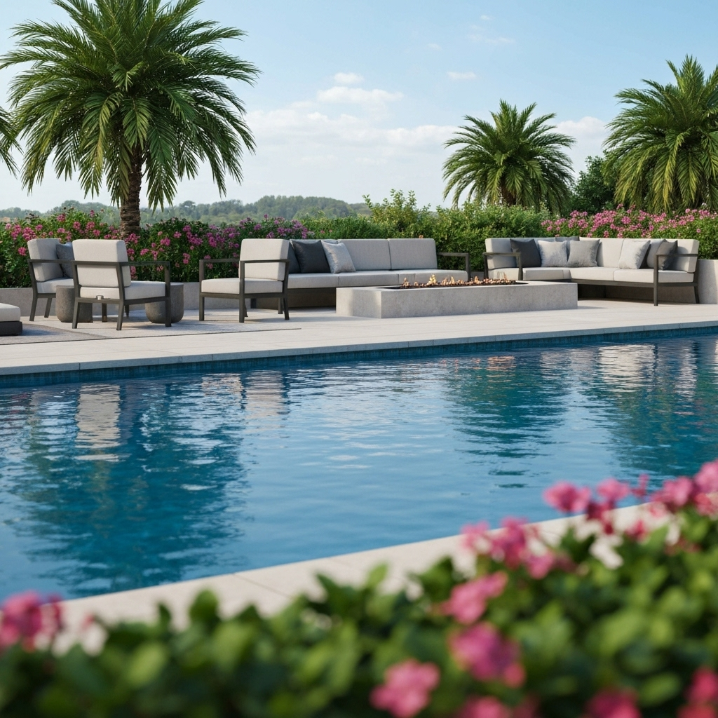outdoor pool living space