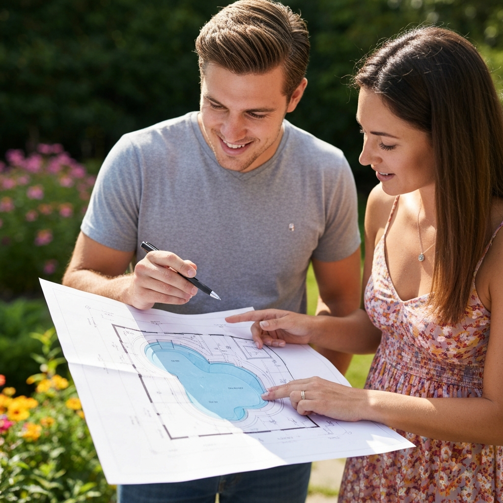 Couple reviews backyard pool plans