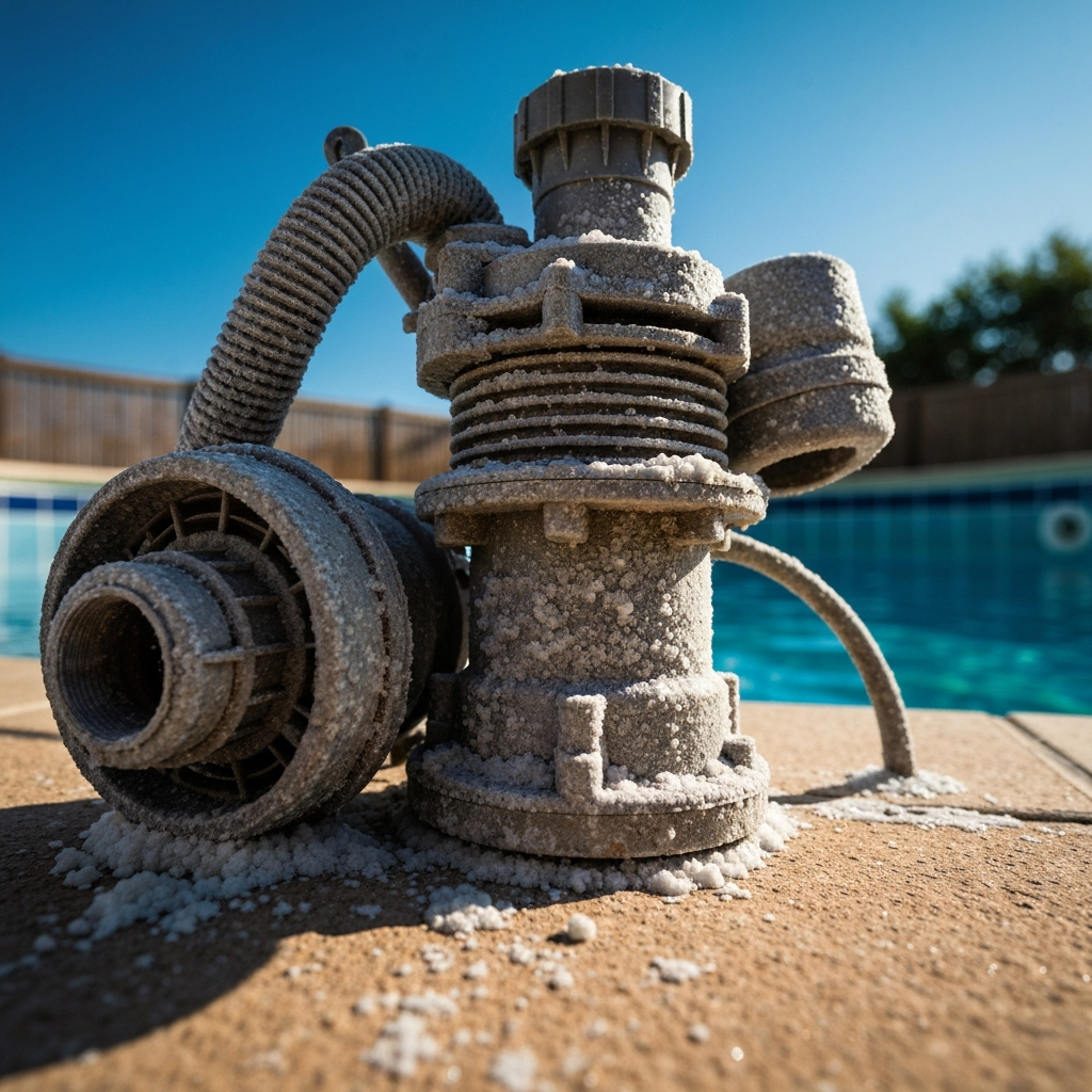 Corroded pool equipment from saltwater