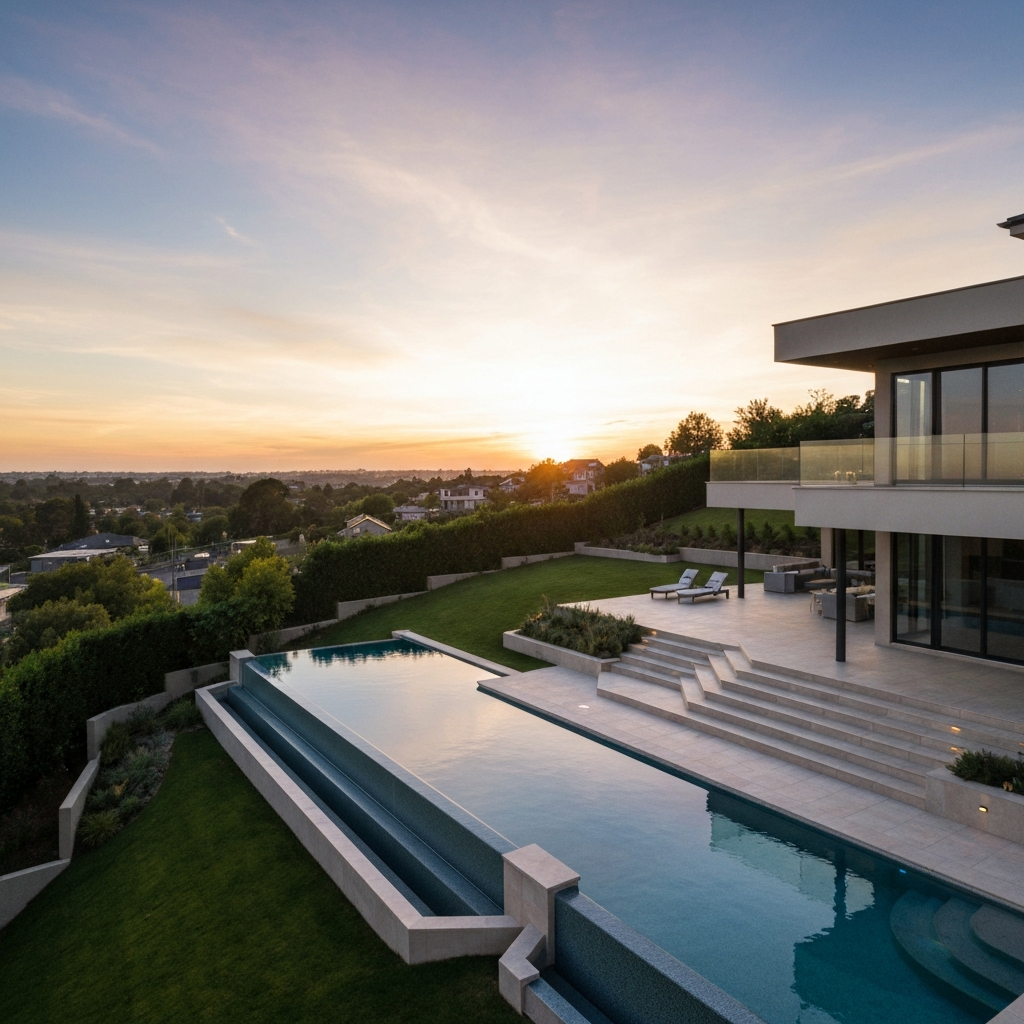 sloped backyard pool design