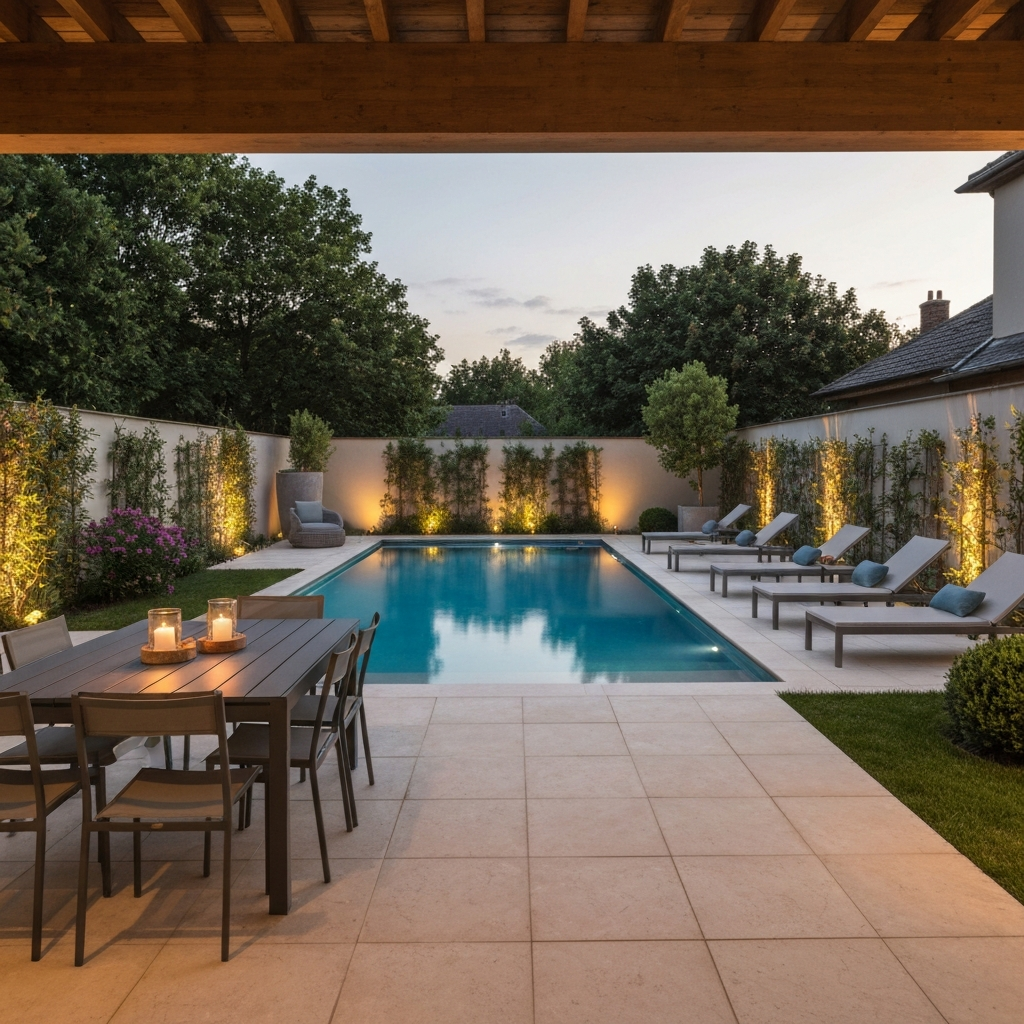 Poolside lounge and dining area