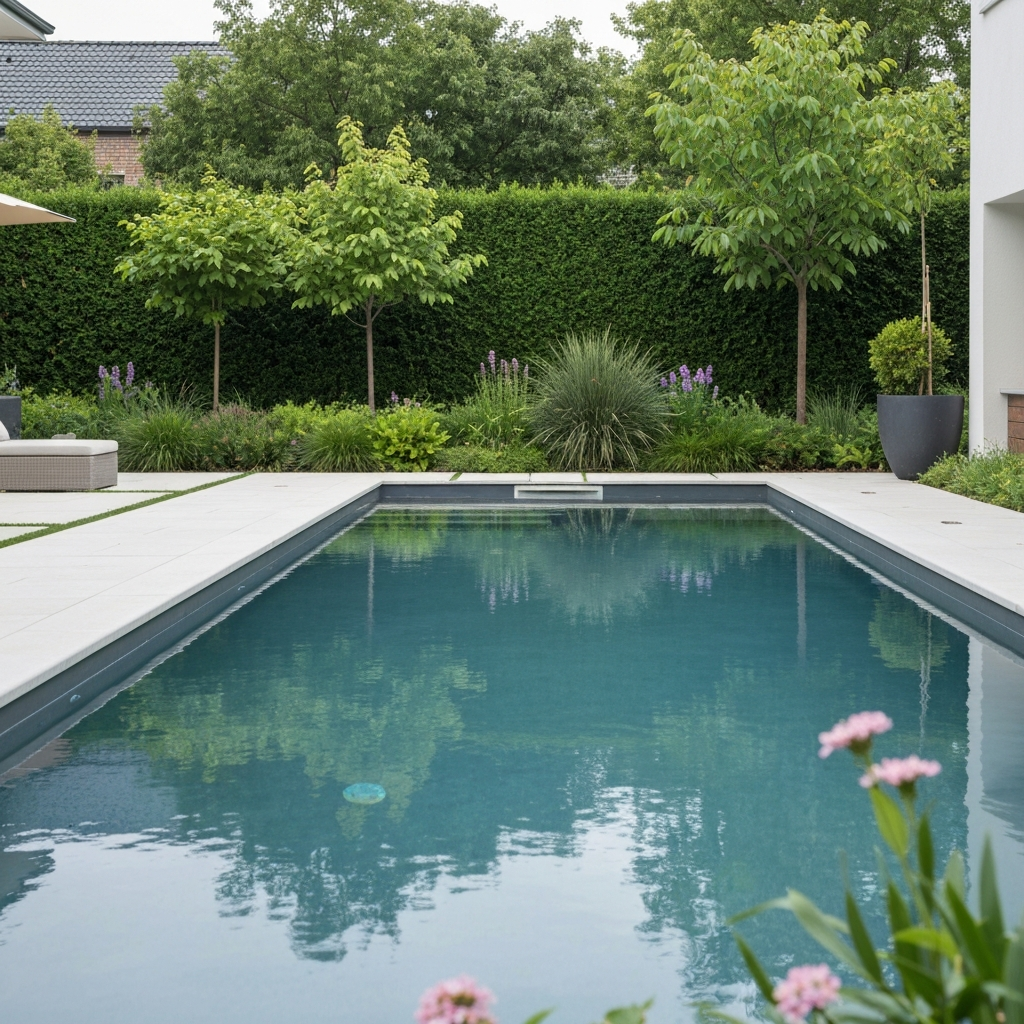 Modern pool with greenery