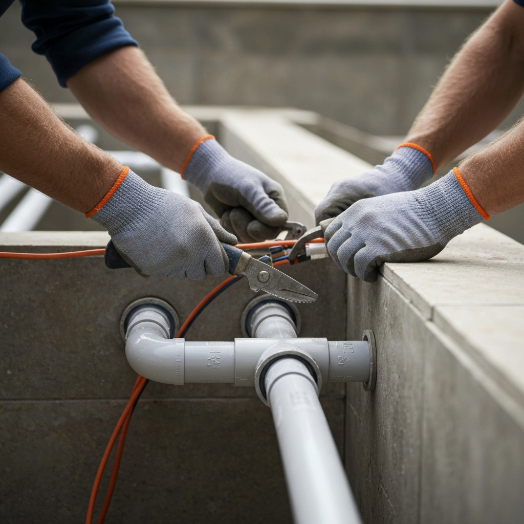 Installing pool piping and wiring