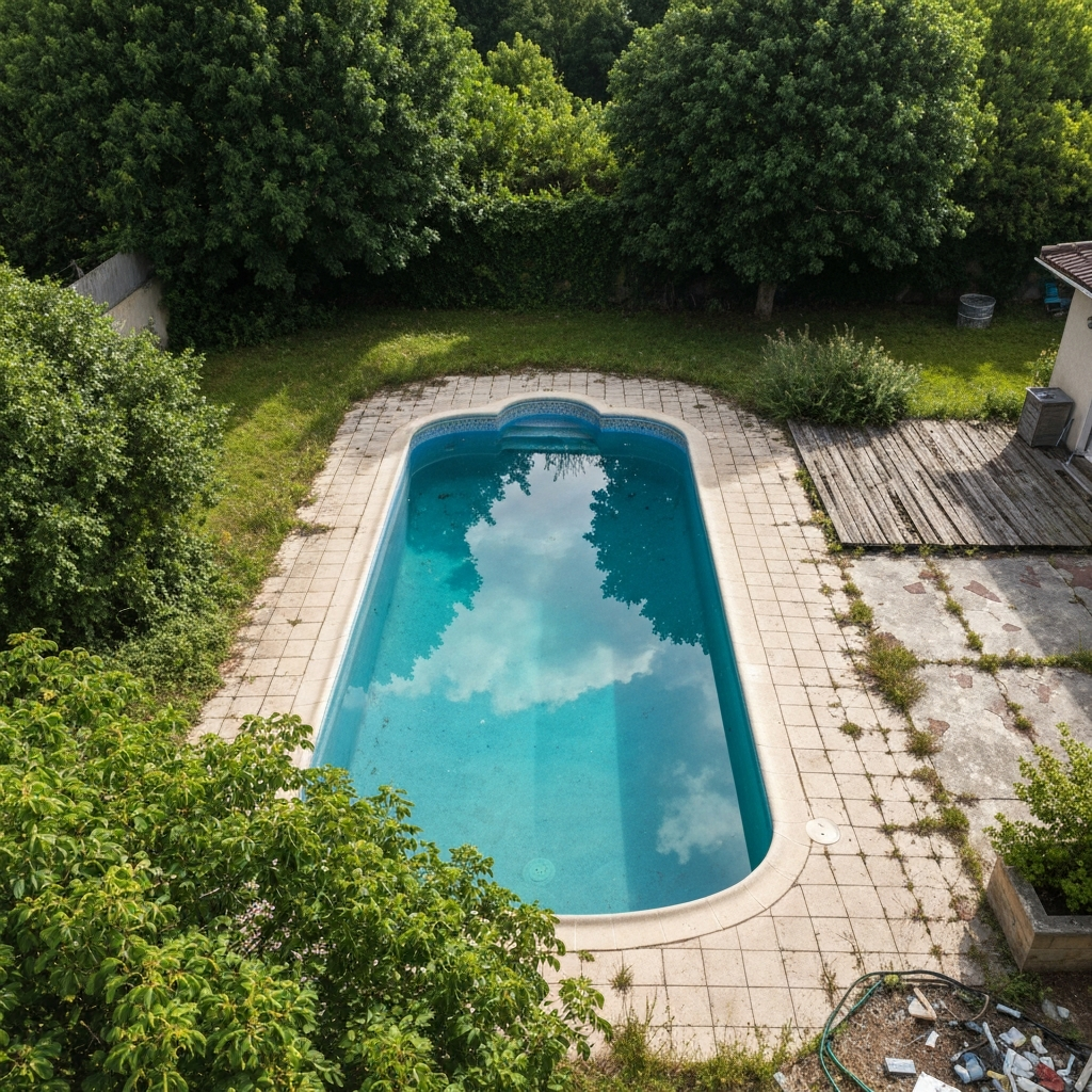 Messy landscaping increasing pool upkeep