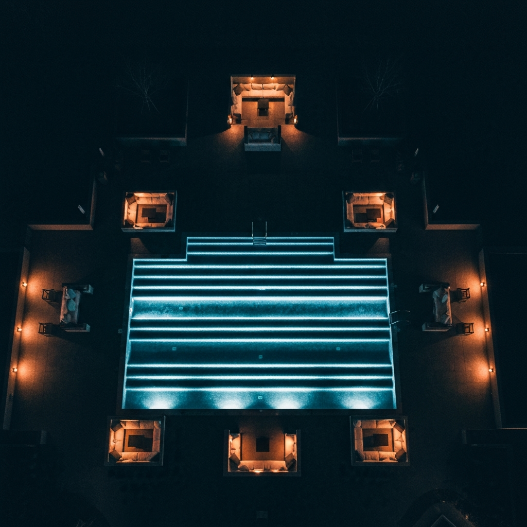 Evening pool ambiance lighting