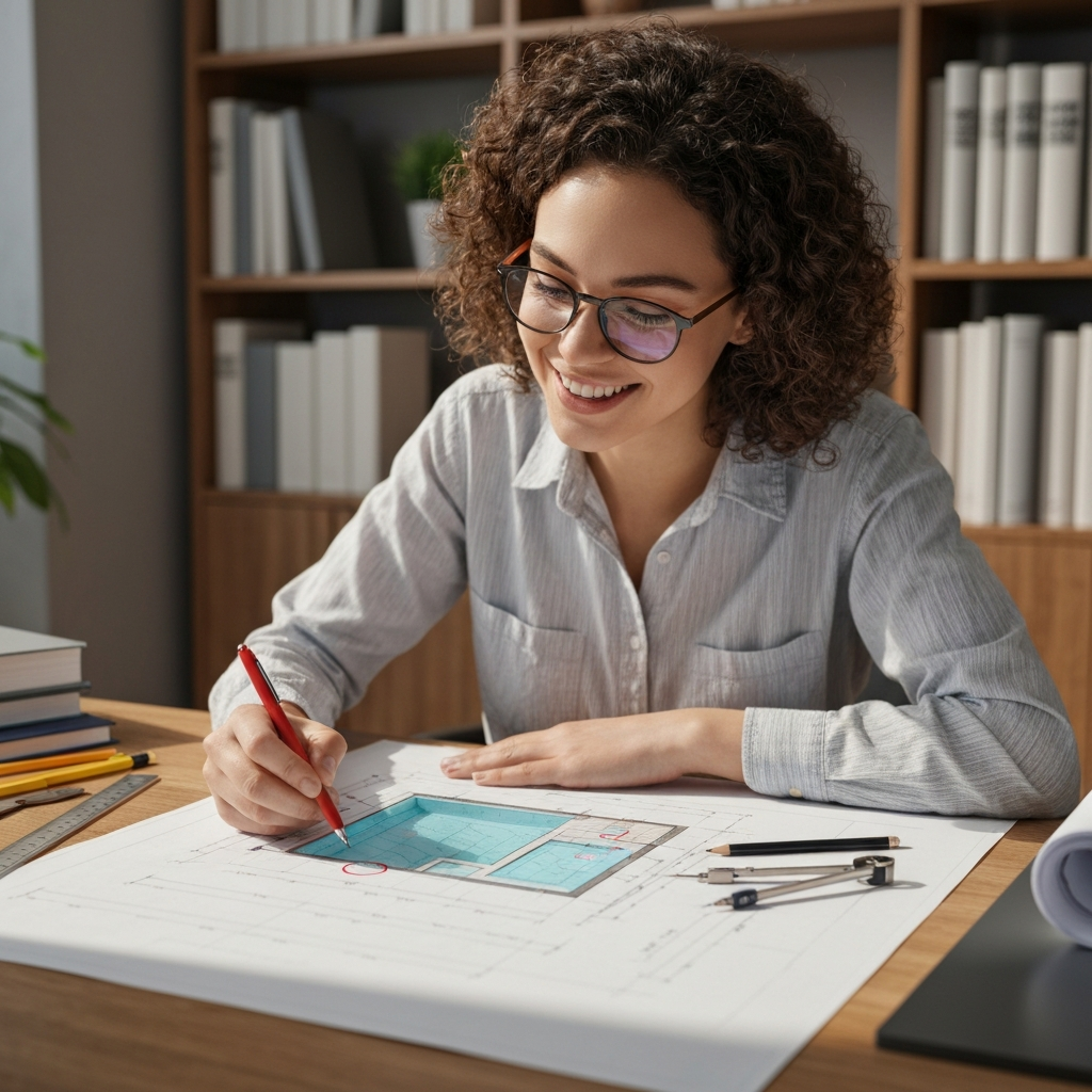 Designer planning compact pool layout